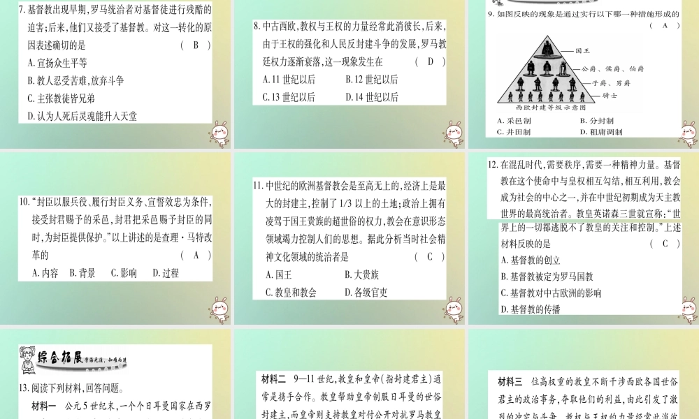 九年级历史上册 第2单元 中古时期的欧洲和亚洲 第6课 西欧封建国家课件 中华书局版 课件