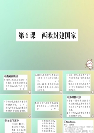 九年级历史上册 第2单元 中古时期的欧洲和亚洲 第6课 西欧封建国家课件 中华书局版 课件
