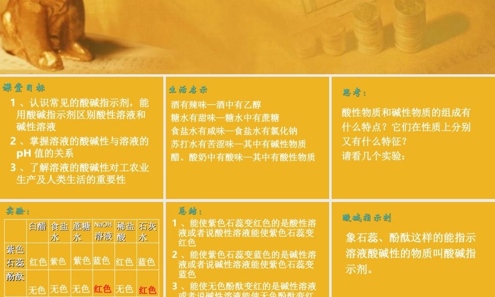 九年级化学下册 单元1酸性溶液和碱性溶液课件