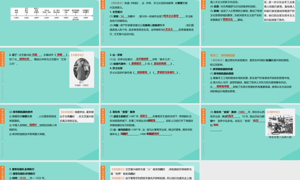 (呼和浩特专版)中考历史复习方案 第三部分 世界史 第14课时 走向近代课件
