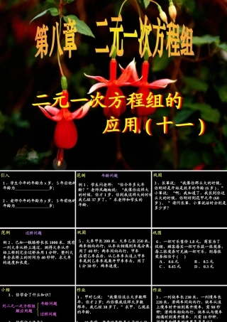 8.3 二元一次方程组的应用(10) 广东省七年级数学(第八章 二元一次方程组)(二元一次方程组的应用)全套课件