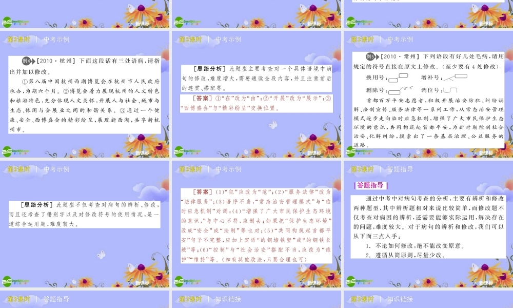 中考语文复习方案 (病句的辨析与修改)课件 人教新课标版 课件