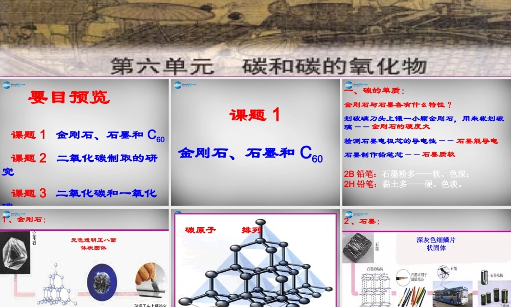 九年级化学上册(第六单元 课题1 金刚石、石墨和C60(第1课时))课件 (新版)新人教版 课件
