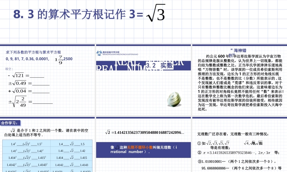 3.2 实数2 浙江省初一数学(上)全部课件整理 浙教版
