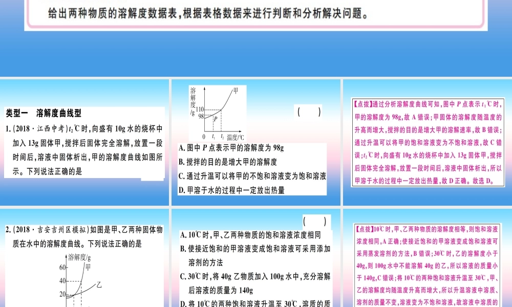 九年级化学下册 专题二 溶解度综合应用习题课件 (新版)新人教版 课件