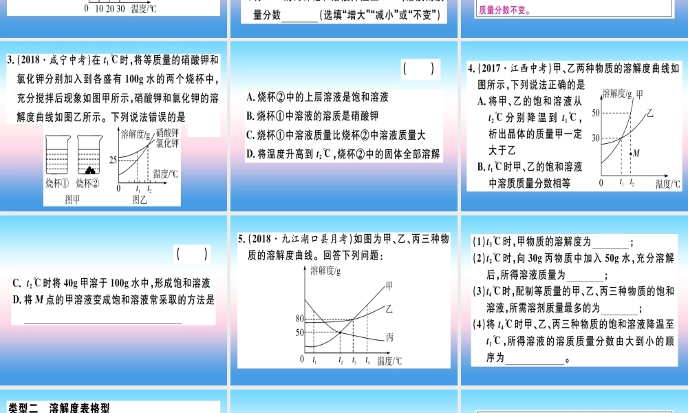 九年级化学下册 专题二 溶解度综合应用习题课件 (新版)新人教版 课件