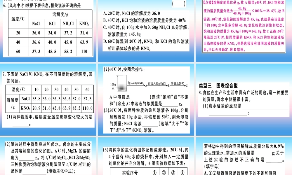 九年级化学下册 专题二 溶解度综合应用习题课件 (新版)新人教版 课件