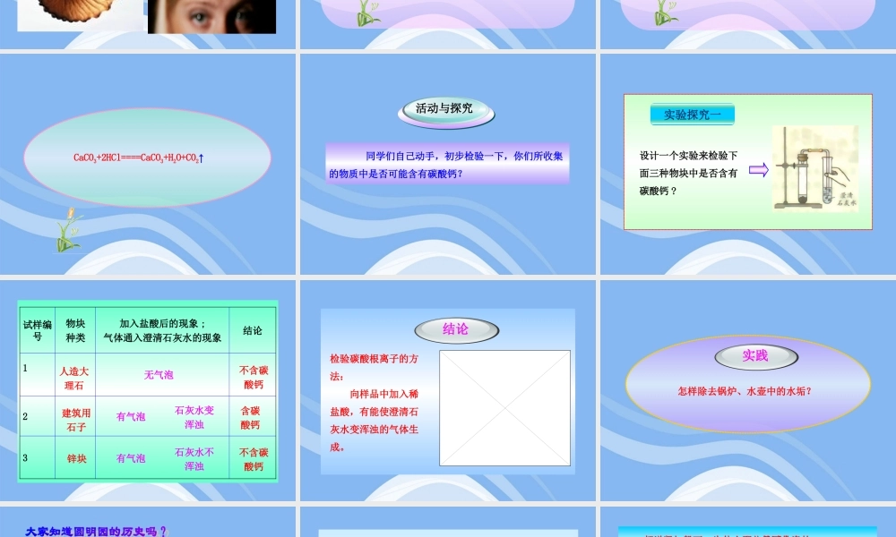 九年级化学上册 第四节 石灰石的利用同步授课课件 沪教版 课件