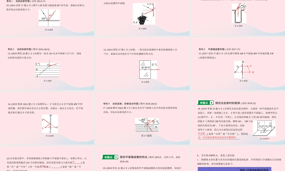 中考物理一轮复习 专题二 光现象课件