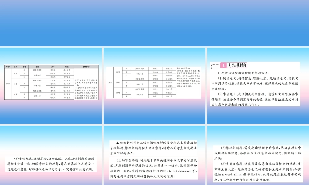 中考英语总复习 第三部分 中考题型实战篇 3 阅读理解习题课件