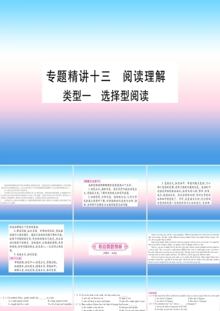中考英语准点备考 专题精讲十三 阅读理解课件