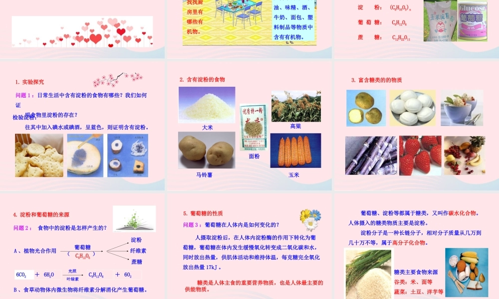 九年级化学下册 第十单元 第一节 食物中的有机物课件 鲁教版 课件