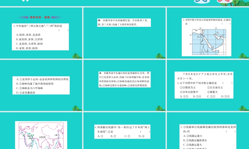 七年级地理下册 第八章 第一节 中东习题课件(新版)新人教版 课件
