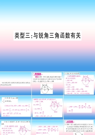(湖北专版)中考数学总复习 第2轮 中档题突破 专项突破7 圆中证明与计算 类型3 与锐角三角函数有关习题课件