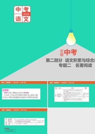 中考语文总复习 第二部分 语文积累与综合运用 专题二 名著阅读(名人传)课件