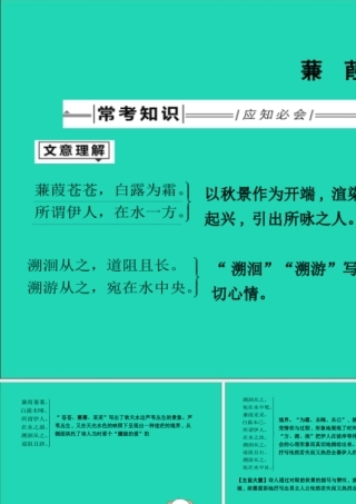 中考语文总复习 第一部分 教材基础自测 八下 古诗文(诗经)二首 蒹葭课件 新人教版 课件
