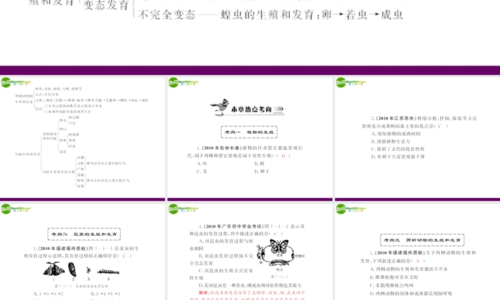 (随堂优化训练)八年级生物下册 第七单元 第一章 章末知识提升 配套课件 人教新课标版 课件