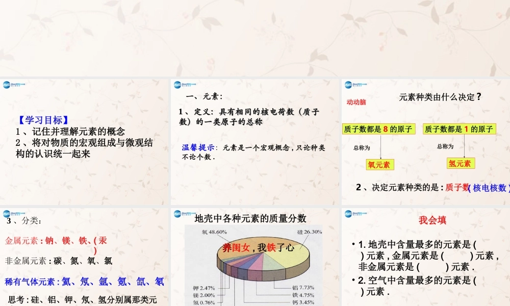 九年级化学上册 第三单元 课题3 元素课件2 (新版)新人教版 课件
