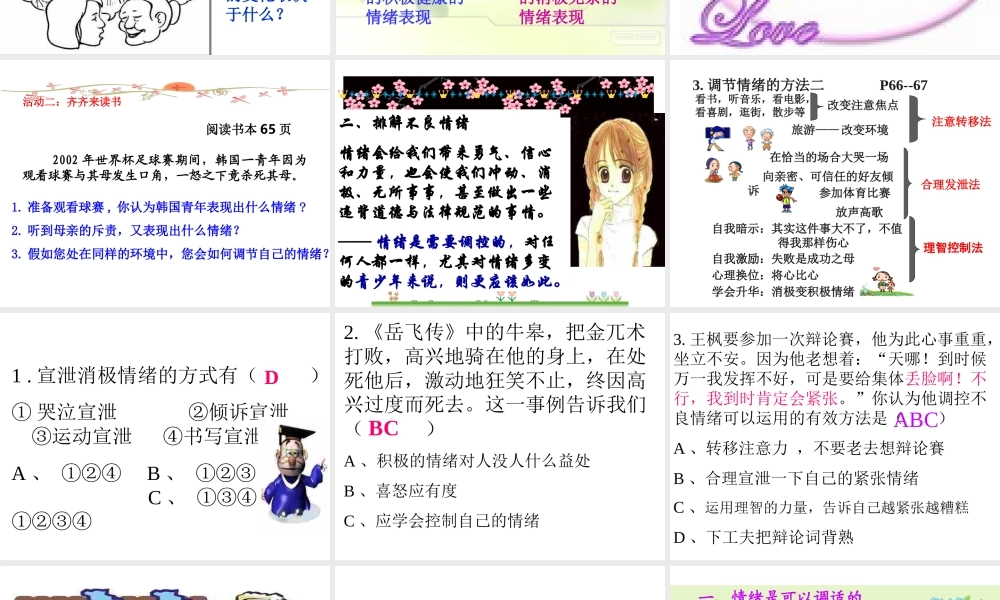 七年级政治上第六课第二框(学会调控情绪)课件人教版 课件