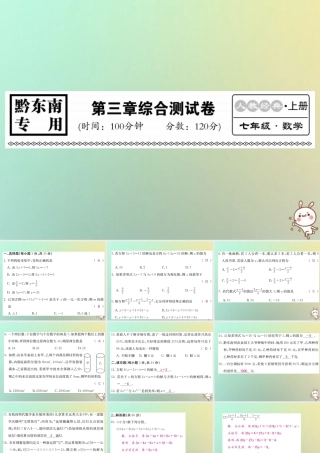 (黔东南专用)秋七年级数学上册 第3章 一元一次方程综合测试卷习题课件 (新版)新人教版 课件