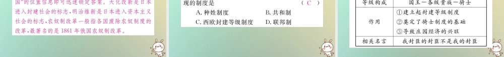 九年级历史上册 第三单元 中世纪的西欧和拜占庭 第7课 法兰克王国与西欧封建制度习题课件 川教版 课件