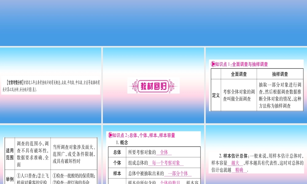 (甘肃专用)中考数学 第一轮 考点系统复习 第8章 统计与概率 第1节 统计课件