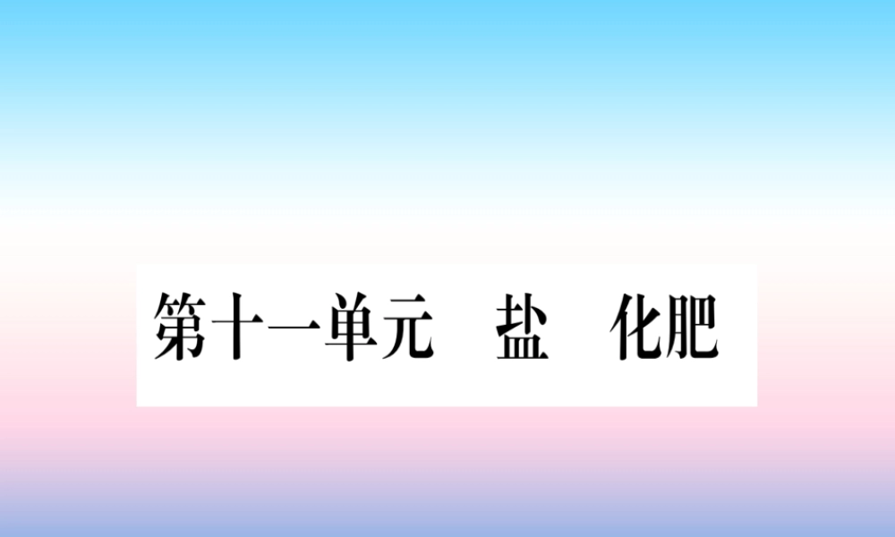 (云南专用)中考化学总复习 第1部分 教材系统复习 九下 第11单元 盐 化肥(精讲)课件