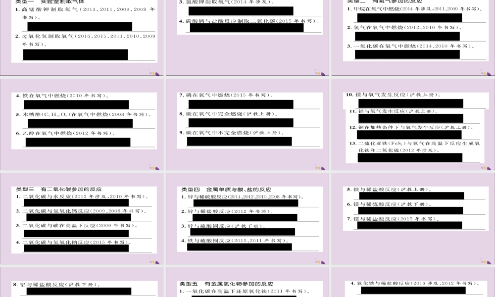 (遵义专版)中考化学总复习 第1编 教材知识梳理篇 化学方程式专项训练课件