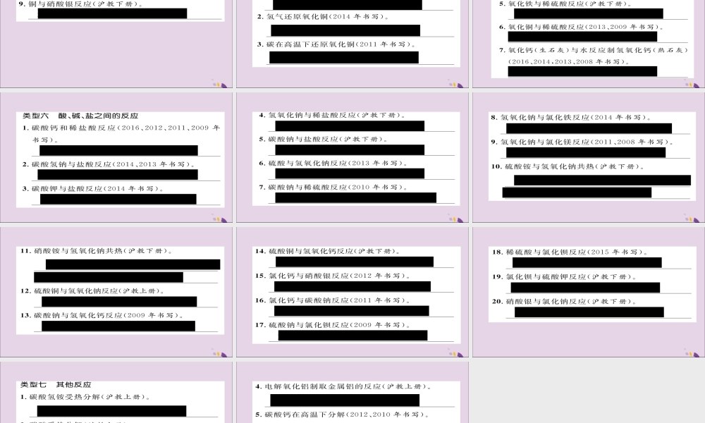 (遵义专版)中考化学总复习 第1编 教材知识梳理篇 化学方程式专项训练课件