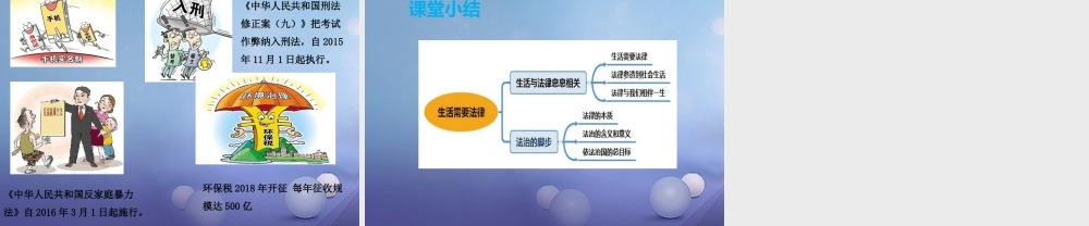 (秋季版)七年级道德与法治上册 第四单元 向上吧，时代少年 4.3 生活在法治时代 第二框 美好生活需要法律课件 粤教版 课件