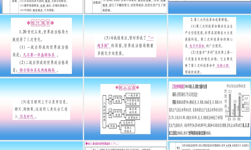 (云南专用)中考历史总复习 第一篇 考点系统复习 板块5 世界现代史 主题四 冷战 结束后世界的多极化趋势(精讲)课件