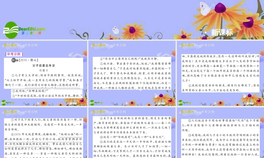 中考语文复习方案 (散文阅读—语言得色词句，欣赏特色语言)课件 人教新课标版 课件