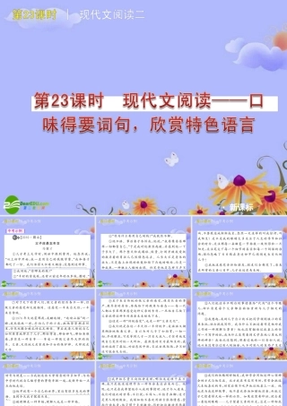 中考语文复习方案 (散文阅读—语言得色词句，欣赏特色语言)课件 人教新课标版 课件