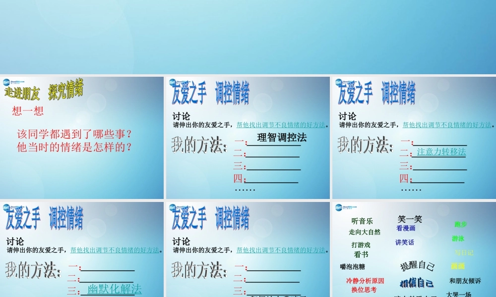 七年级政治下册 第十三课 第二框 调节和控制好自己的情绪课件1 鲁教版 课件