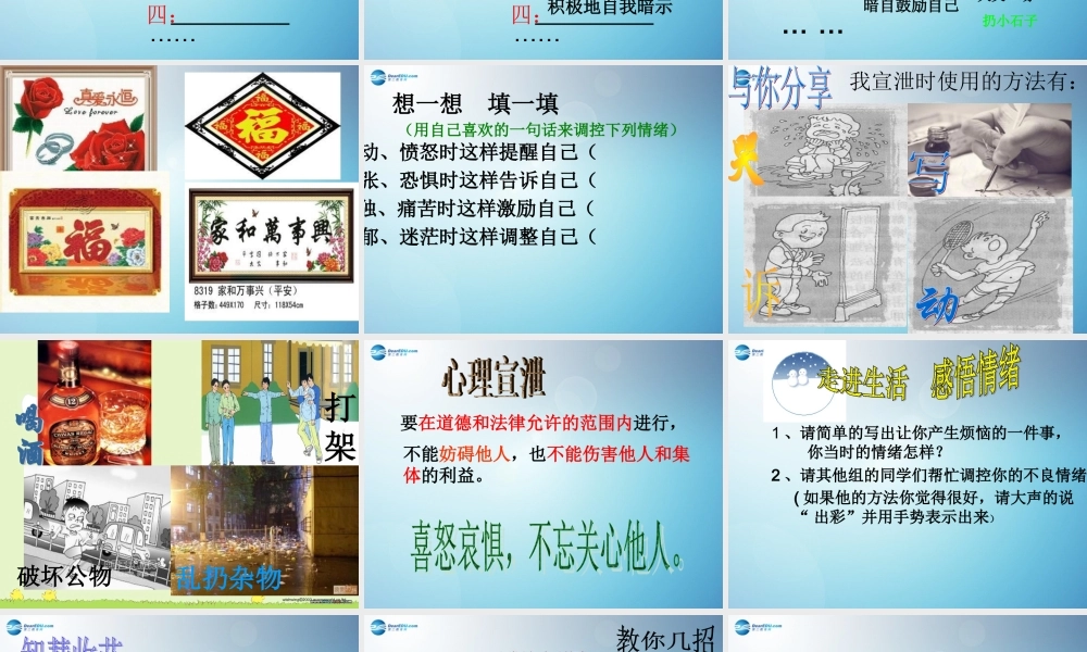 七年级政治下册 第十三课 第二框 调节和控制好自己的情绪课件1 鲁教版 课件