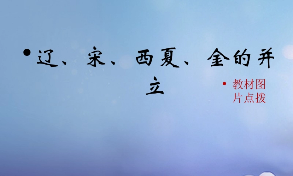 (秋季版)七年级历史下册 第二单元 第8课(辽、宋、西夏、金的并立)(教材图片点拨)素材 华东师大版 素材