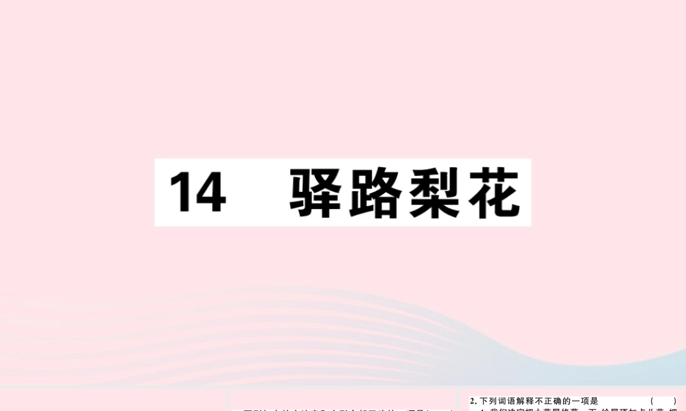 (通用版)文下册 第四单元 14 驿路梨花习题课件 新人教版 课件