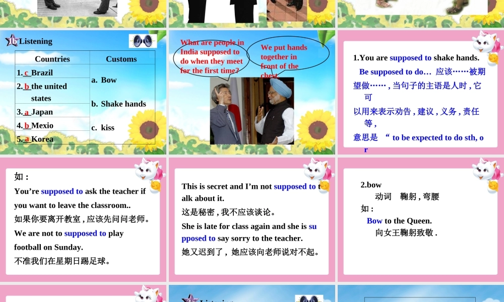 Unit12 You're supposed to shake hands 课件