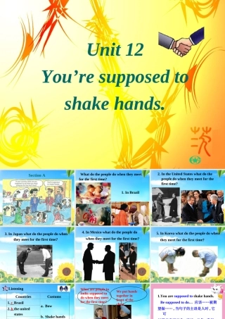 Unit12 You're supposed to shake hands 课件