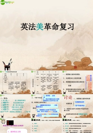 九年级历史上册 第四单元英法美革命复习课件 人教新课标版 课件