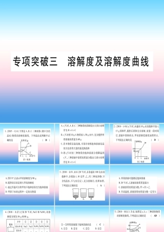 (甘肃专用)中考化学 专题突破三 溶解度及溶解度曲线(提分精练)课件