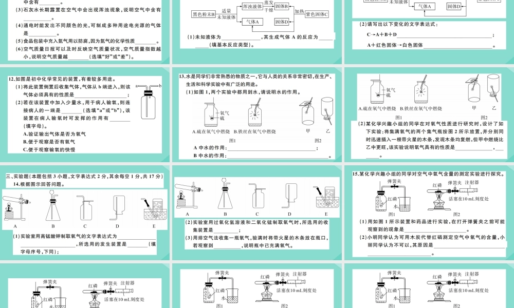 (贵州专版)九年级化学上册 第二单元 我们周围的空气检测卷作业课件 (新版)新人教版 课件