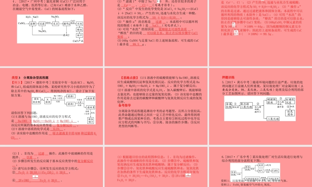 (潍坊专版)中考化学总复习 第二部分 专题复习 高分保障 专题4 物质的共存、检验、除杂题课件 新人教版 课件