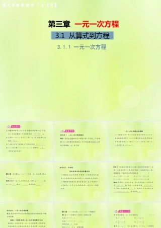 (遵义专版)七年级数学上册 第三章 一元一次方程 3.1 从算式到方程 3.1.1 一元一次方程习题课件 (新版)新人教版 课件