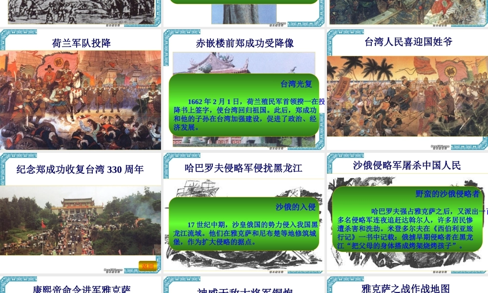 七年级历史下册收复台湾和抗击沙俄课件 新课标 人教版 课件