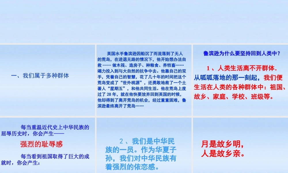 七年级政治上册 第七课第一框我们属于多种群体课件 人民版 课件