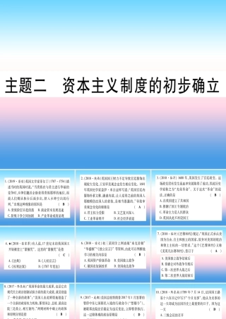 (甘肃专用)中考历史总复习 第一篇 考点系统复习 板块五 世界近代史 主题二 资本主义制度的初步确立(精练)课件