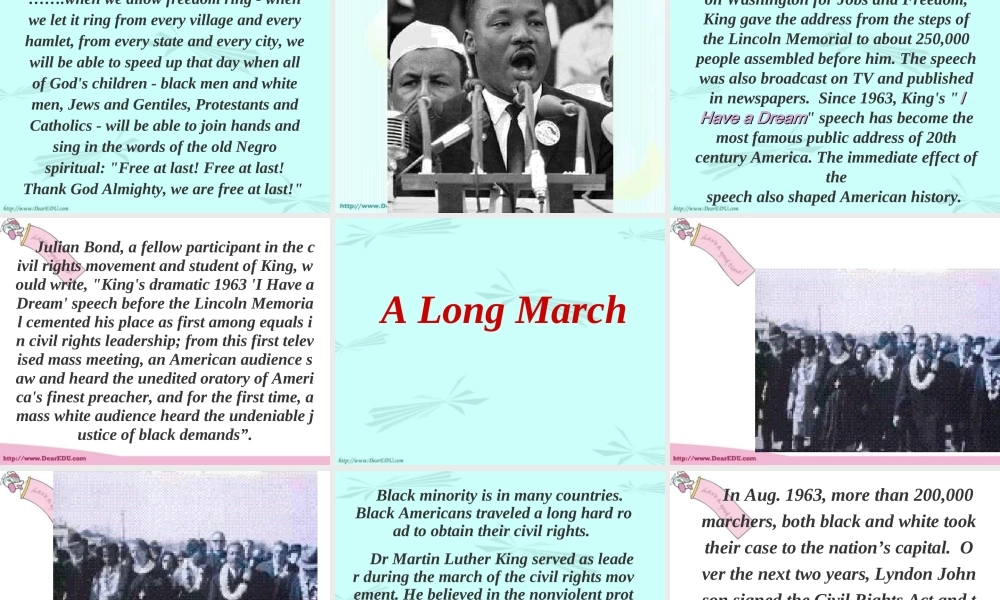 I have  a  dream 湖北省高二英语下学期Unit14 Freedom fighters全单元课件 人教版 湖北省高二英语下学期Unit14 Freedom fighters全单元课件 人教版