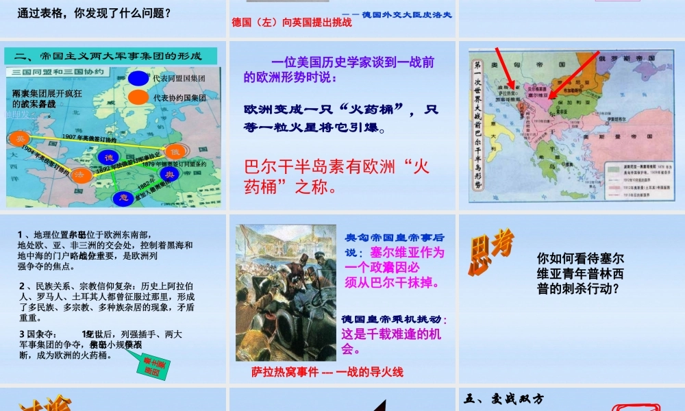 九年级历史上册 第七单元第二十一课第一次世界大战课件 人教新课标版 课件