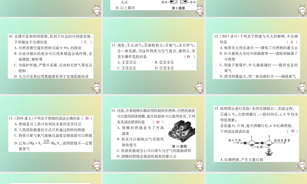 九年级化学上册 第七单元(燃料及其利用)检测题课件 (新版)新人教版 课件